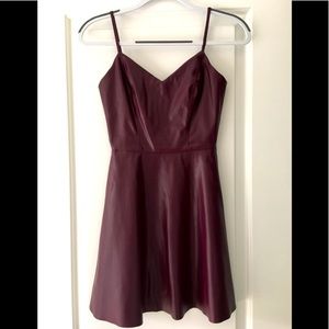 AQUA Faux Leather Dress. Pretty Cranberry/Wine color. Size XS